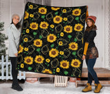 Sunflower Golden Polygonal Shapes Premium Quilt