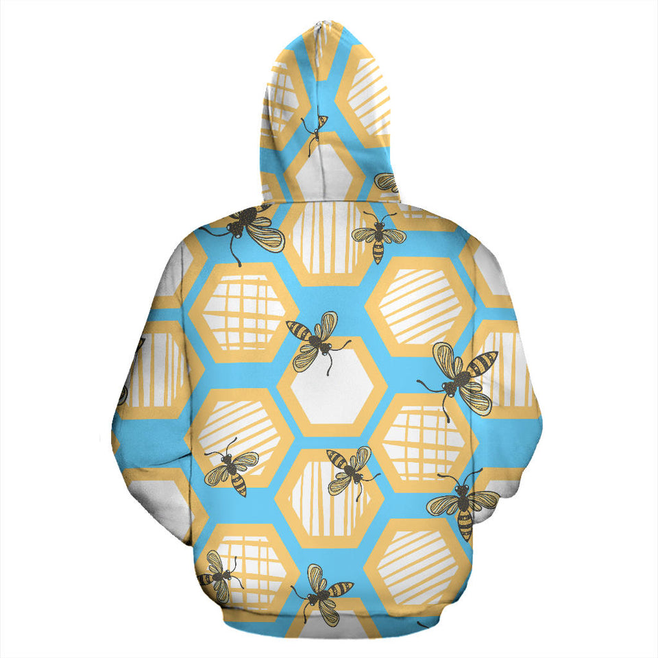 Bee Honeycomb Pattern Men Women Pullover Hoodie