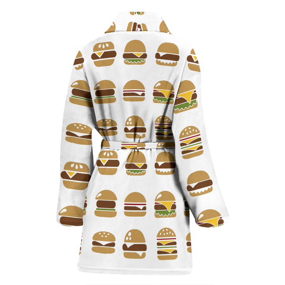 Hamburger Pattern Print Design 02 Women's Bathrobe