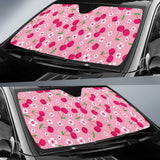 Cherry Flower Pattern Pink Background Car Sun Shade