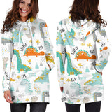 Cute Funny Kids Dinosaurs Pattern Women'S Hoodie Dress
