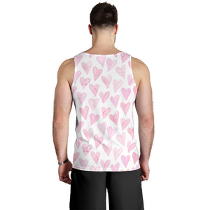 Watercolor pink heart pattern Men Tank Top