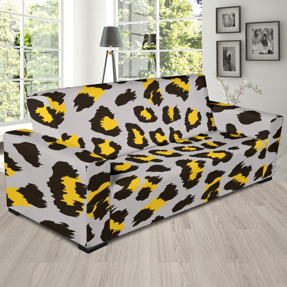 Gray Leopard Print Pattern Sofa Slipcover