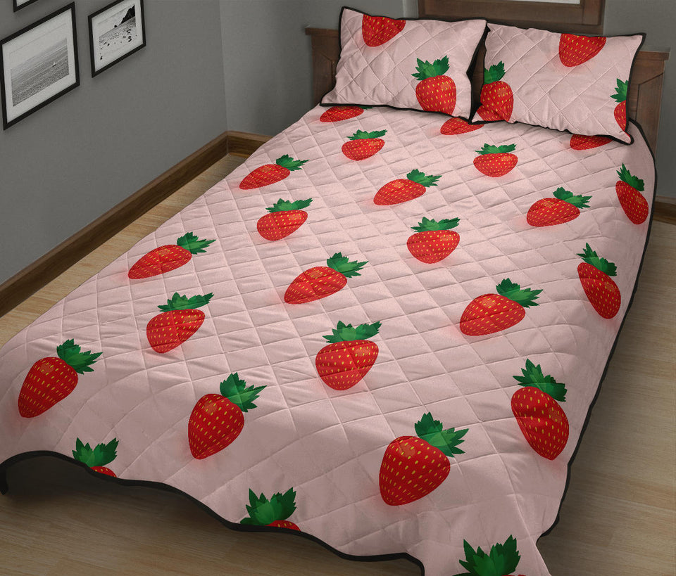 Strawberry beautiful pattern Quilt Bed Set