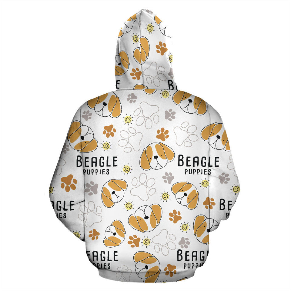 Cute Beagle Dog Pattern Background Men Women Pullover Hoodie