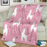 Llama Alpaca Pink Background Premium Blanket