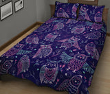 Cute owls pattern boho style ornament Quilt Bed Set