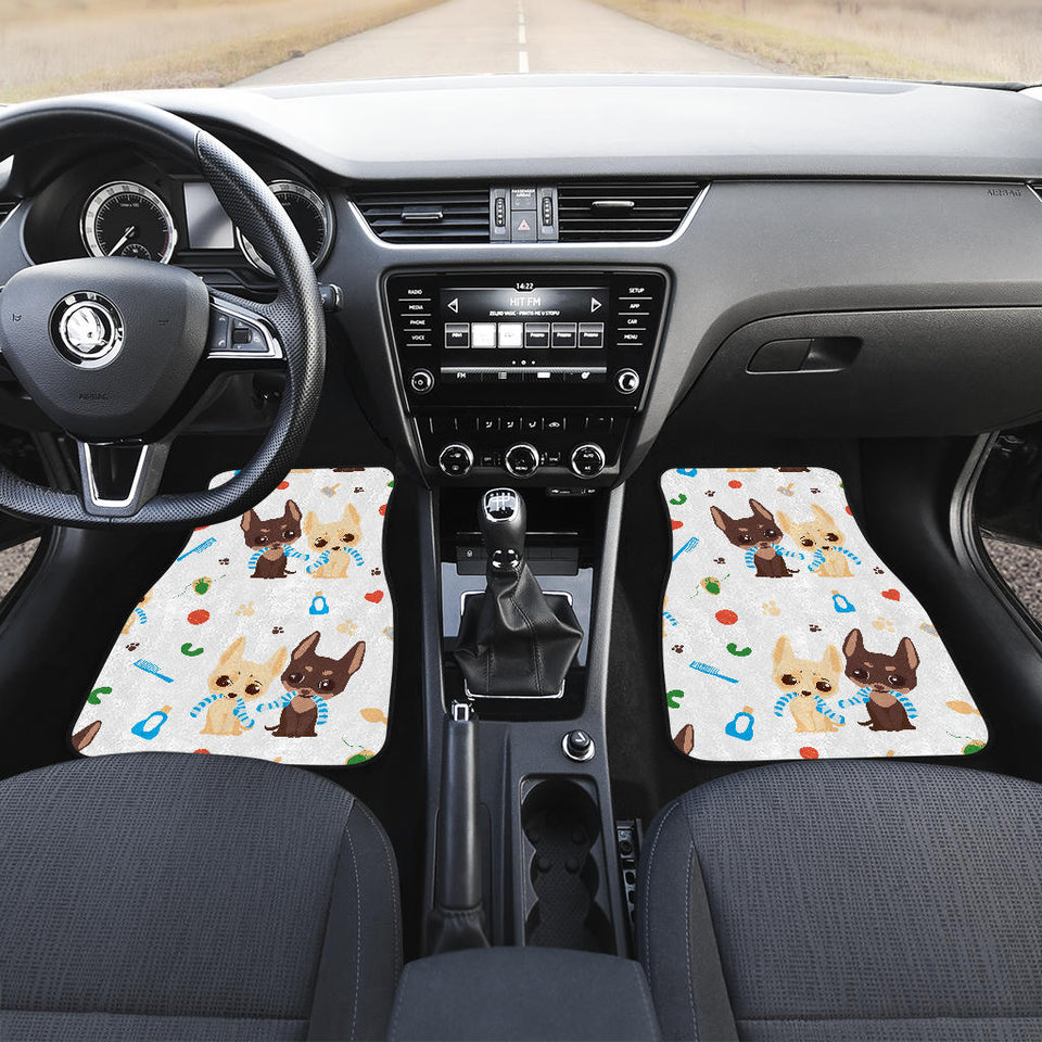 Cute Chihuahua Dog Pattern Front And Back Car Mats