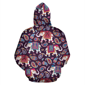 Elephant Indian Style Ornament Pattern Zip Up Hoodie