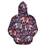 Elephant Indian Style Ornament Pattern Zip Up Hoodie