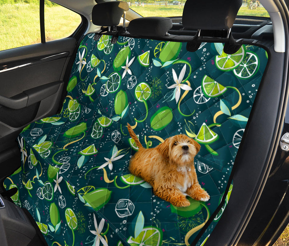 Lime Ice Flower Pattern Dog Car Seat Covers