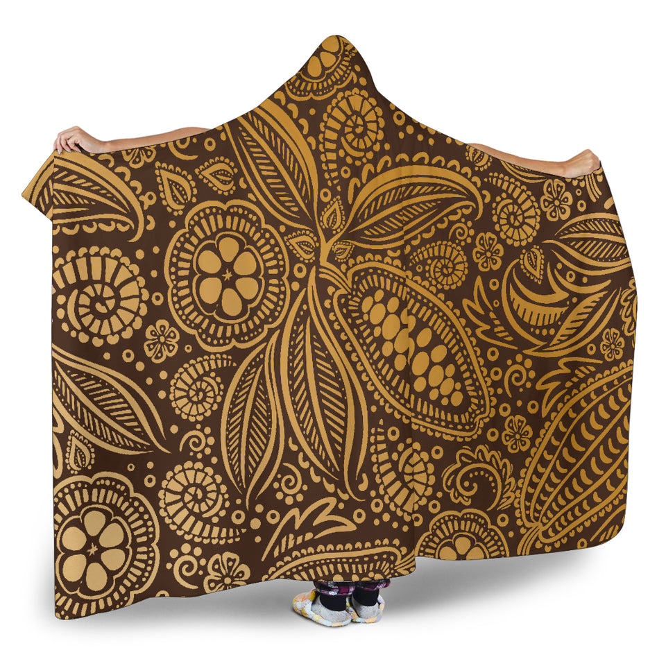 Cocoa Beans Tribal Polynesian Pattern Background Hooded Blanket