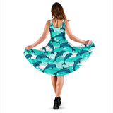 Dolphin Sea Pattern Sleeveless Midi Dress