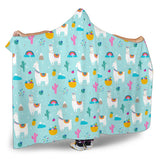 Llama Alpaca Cactus Leaves Pattern Hooded Blanket