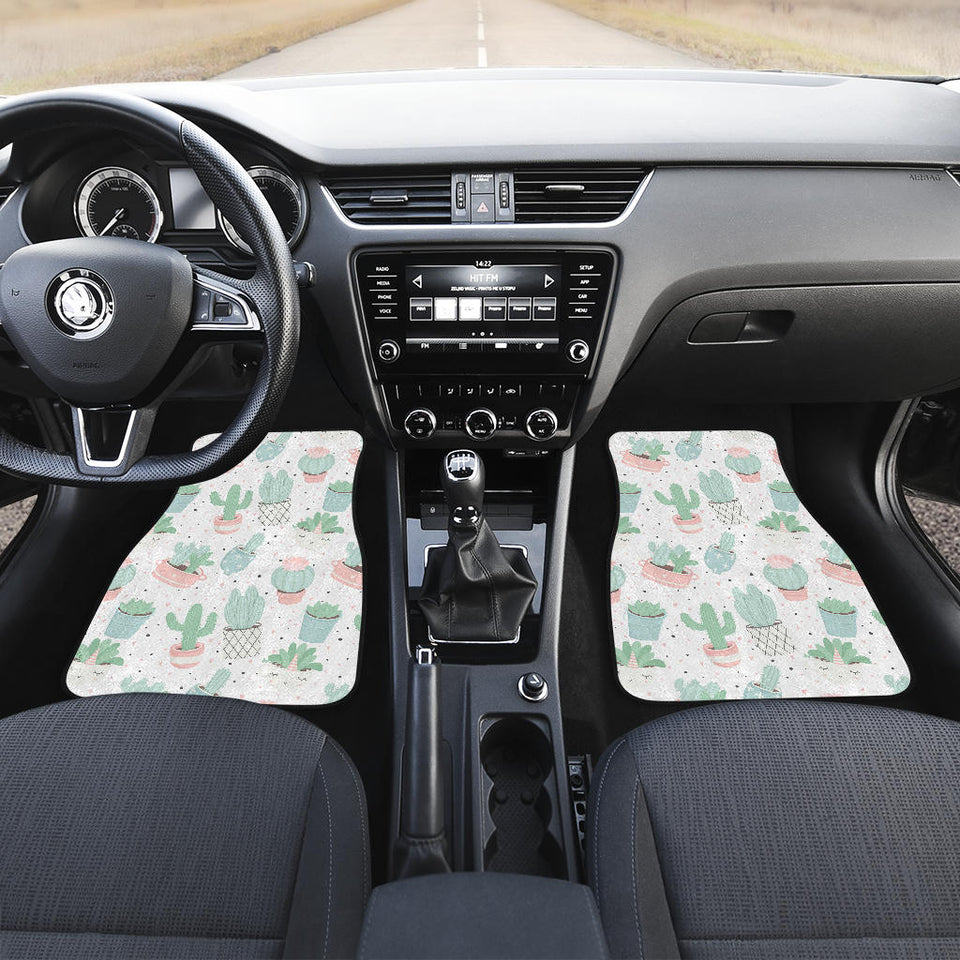 Pastel Color Cactus Pattern  Front And Back Car Mats