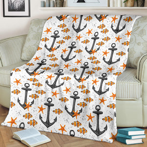 Clown Fish Pattern Print Design 02 Premium Blanket