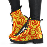 Fire Flame Design Pattern Leather Boots