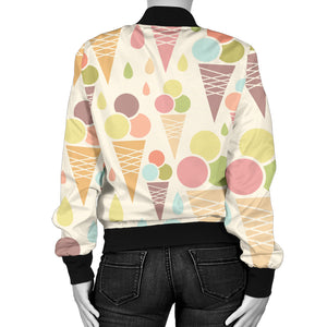 Ice Cream Cone Pattern Women'S Bomber Jacket