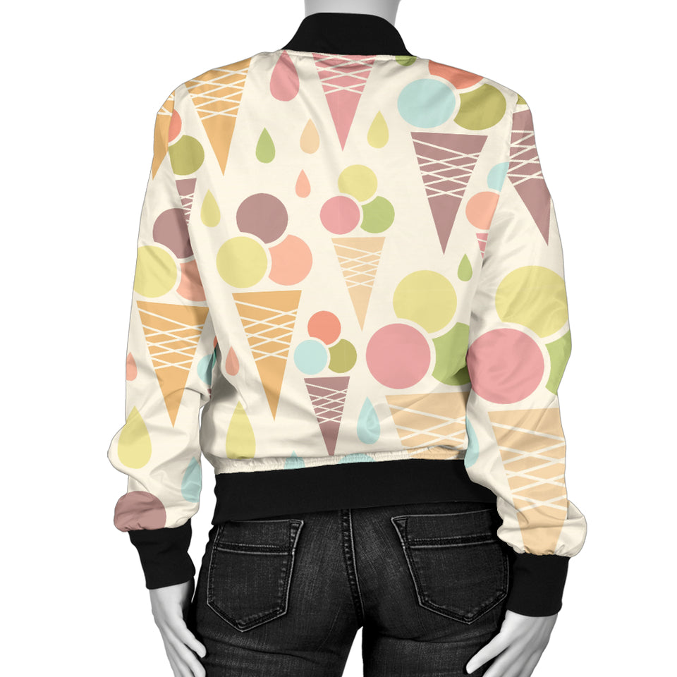 Ice Cream Cone Pattern Women'S Bomber Jacket