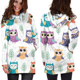 Cute Owl Pattern Women'S Hoodie Dress