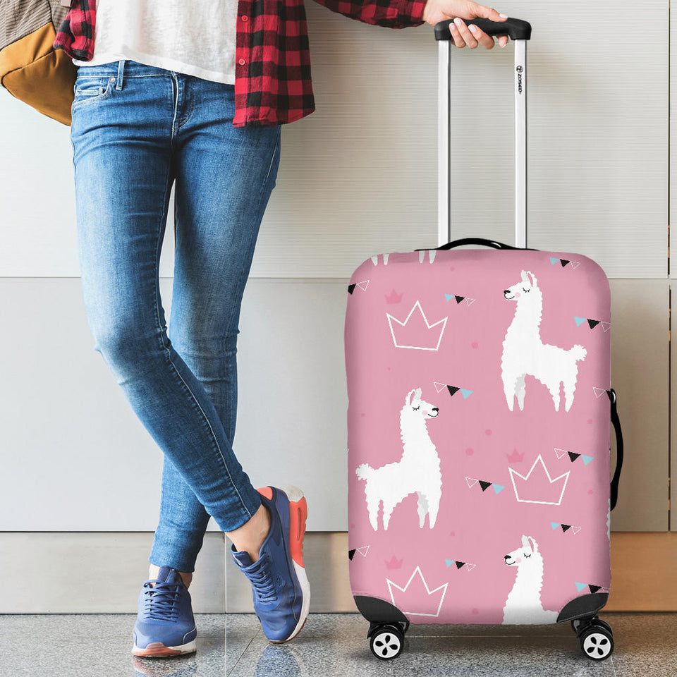 Llama Alpaca Pink Background Luggage Covers