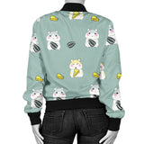 Cute Hamster Cheese Pattern Women'S Bomber Jacket