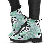 Panda Pattern Tropical Leaves Background Leather Boots