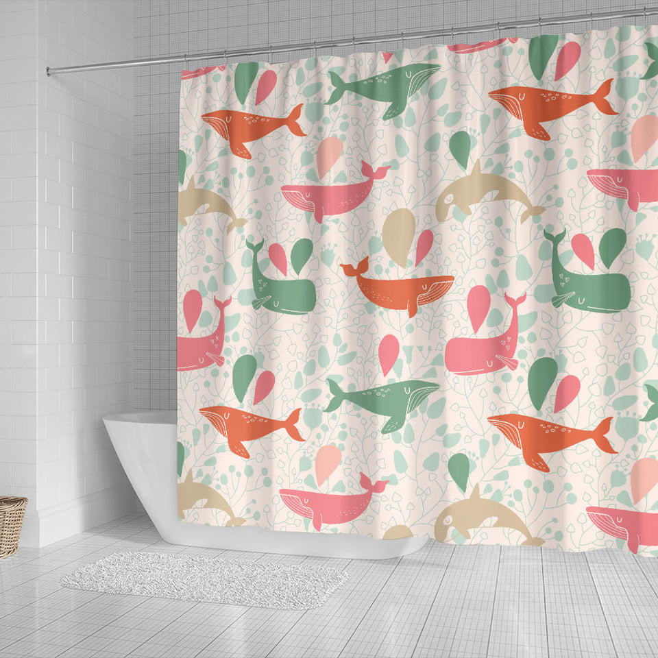 Cute Whale Pattern Shower Curtain Fulfilled In US