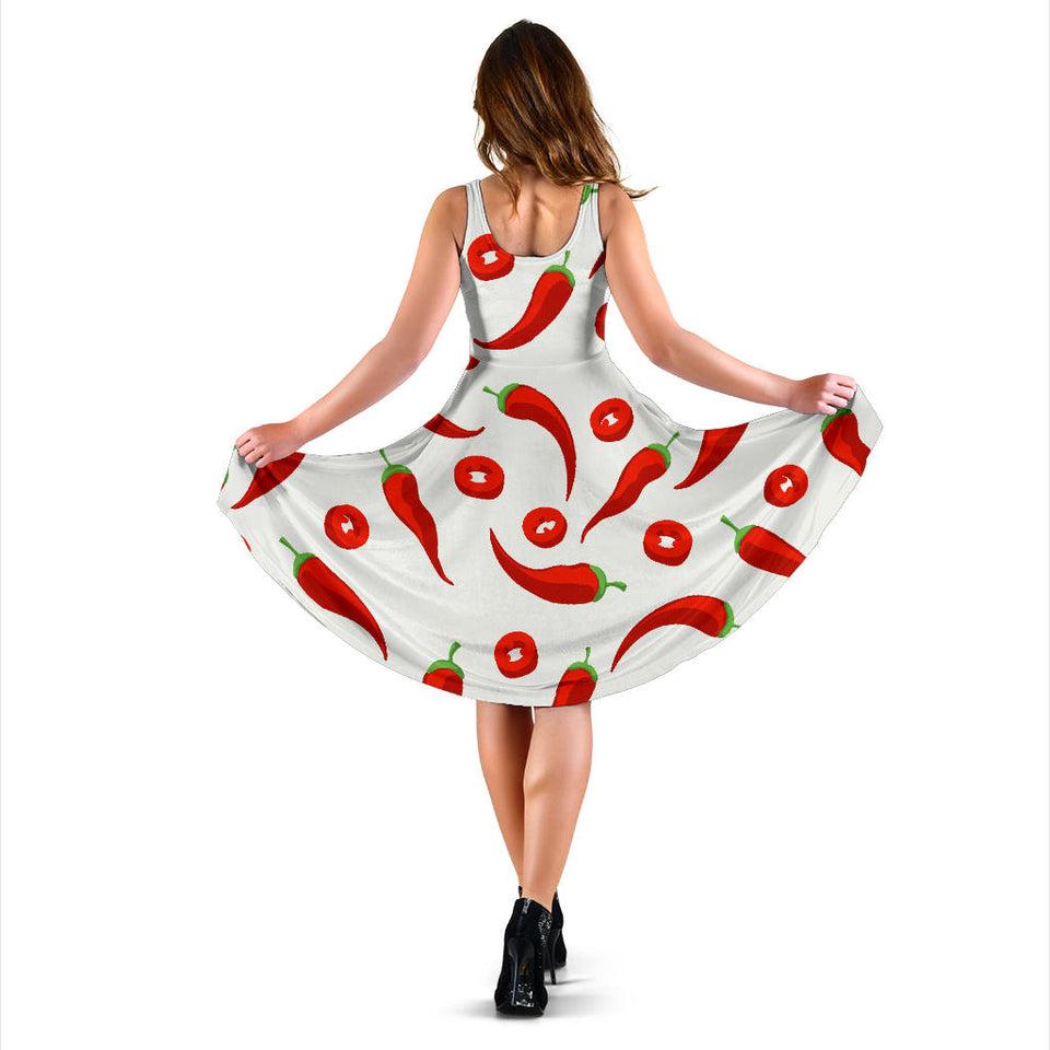 Chili Pattern Sleeveless Midi Dress
