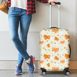 Cute Brown Pomeranian Paw Leave Bone Pattern Cabin Suitcases Luggages