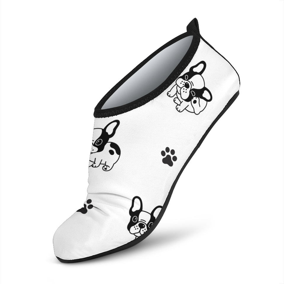 Cute French Bulldog Paw Pattern Aqua Shoes