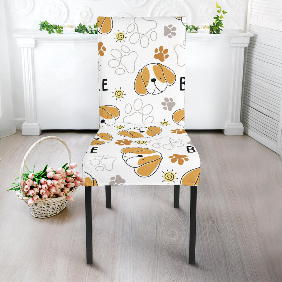 Cute Beagle Dog Pattern Background Dining Chair Slipcover