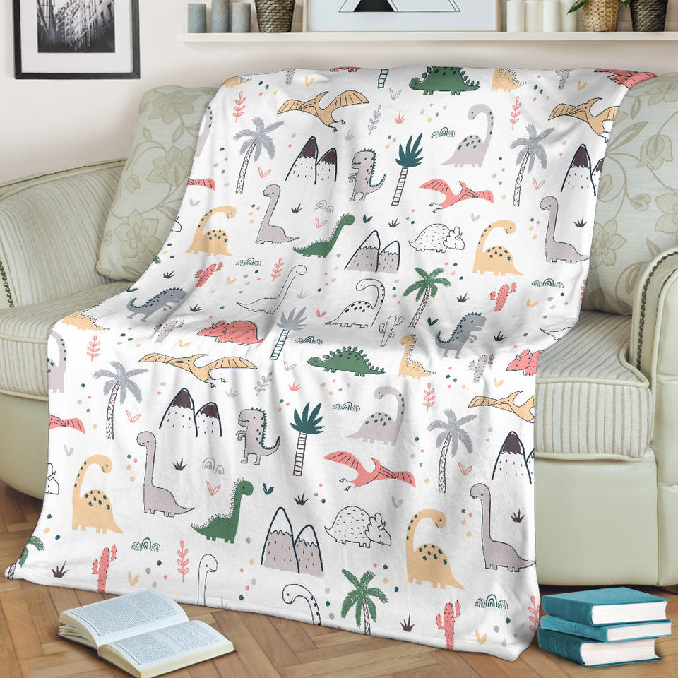 Cute Cartoon Dinosaurs Tree Pattern Premium Blanket