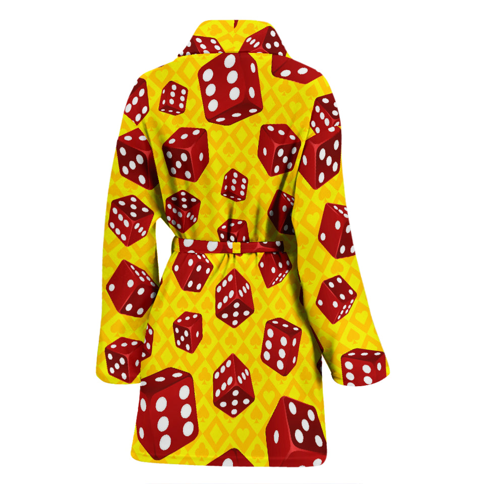 Dice Pattern Print Design 04 Women's Bathrobe