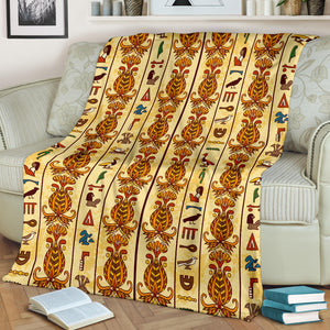 Egypt Hieroglyphics Pattern Print Design 04 Premium Blanket