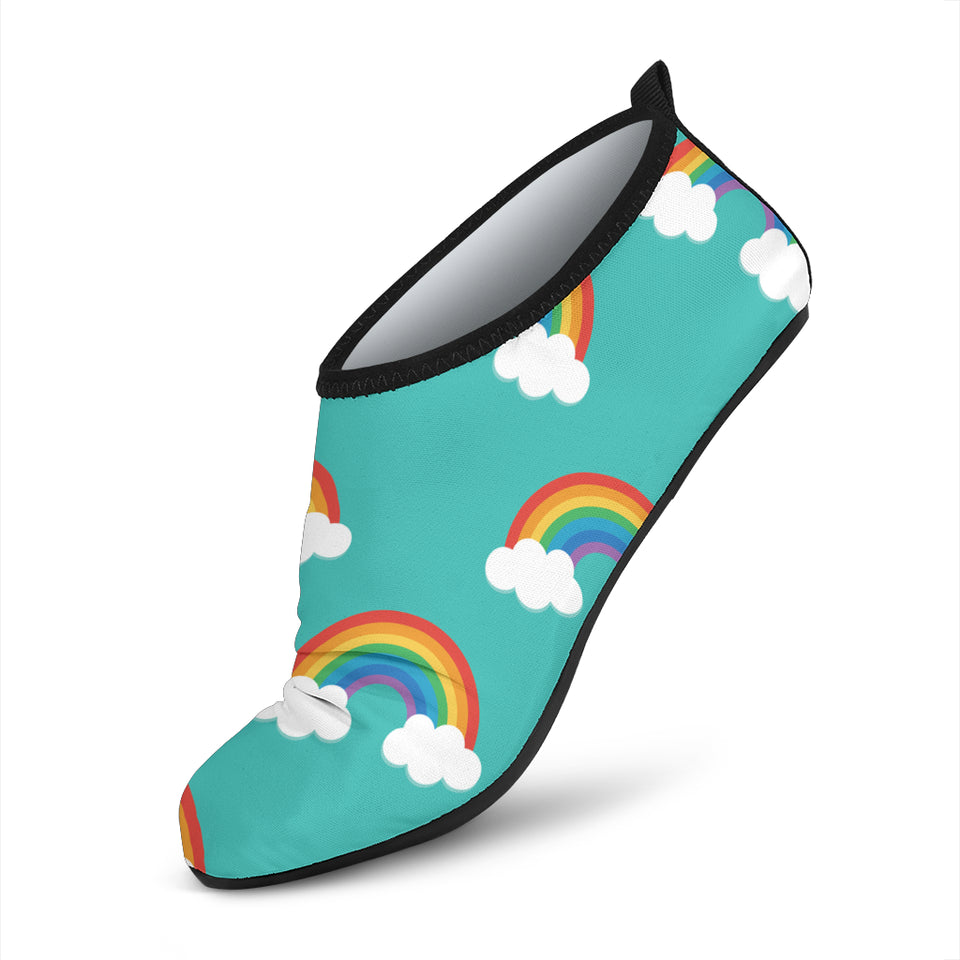 Rainbow Pattern Green Background Aqua Shoes