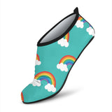 Rainbow Pattern Green Background Aqua Shoes