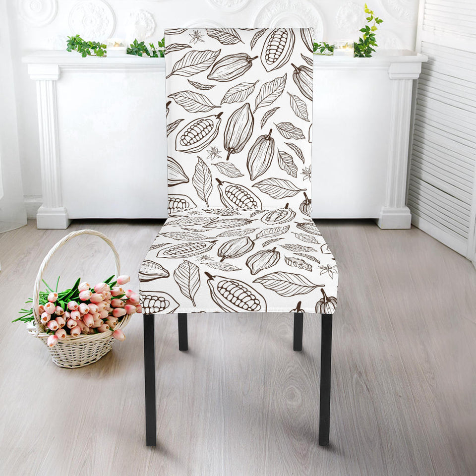 Cocoa Beans Leaves Pattern Dining Chair Slipcover