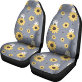 Cute Hamster Sunflower Pattern Background Universal Fit Car Seat Covers