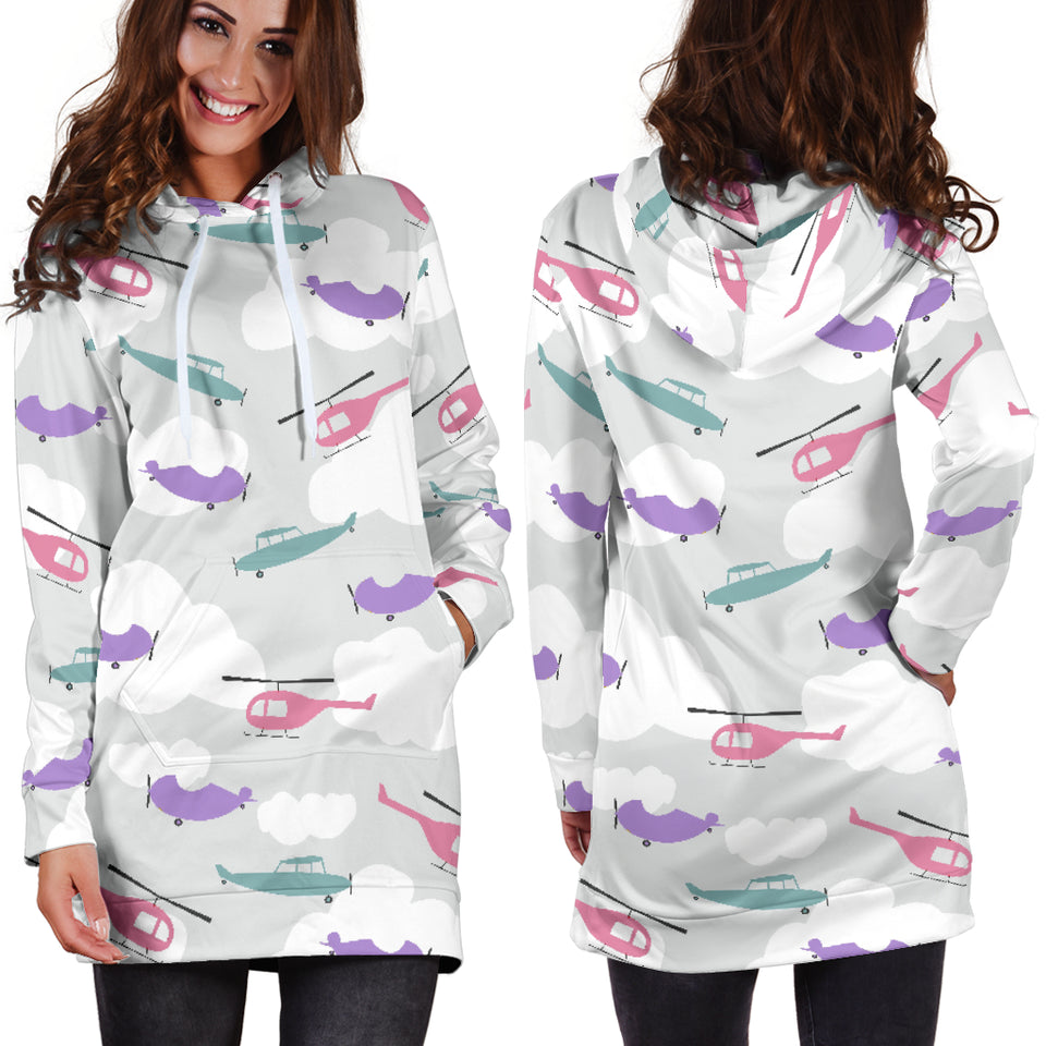 Helicopter Plane Pattern Women'S Hoodie Dress