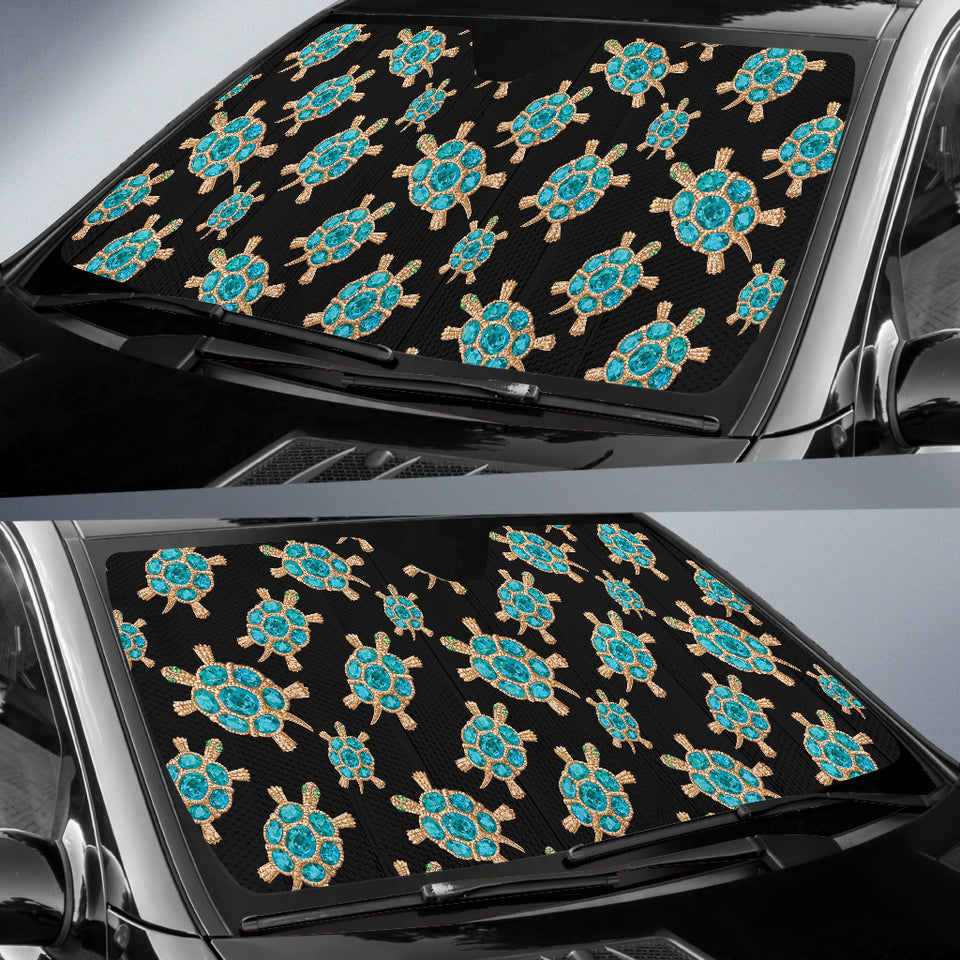 Sea Turtle Blue Stone Pattern Car Sun Shade