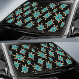 Sea Turtle Blue Stone Pattern Car Sun Shade