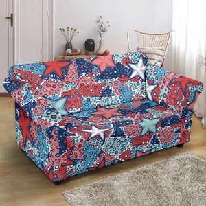 Hand Drawn Colorful Starfish Loveseat Couch Slipcover