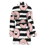 Donuts Pink Icing Striped Pattern Women'S Bathrobe