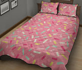 Pink donut glaze candy pattern Quilt Bed Set