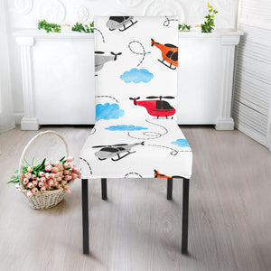 Watercolor Helicopter Cloud Pattern Dining Chair Slipcover
