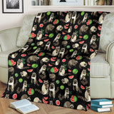Raccoon Watermelon Pattern Premium Blanket