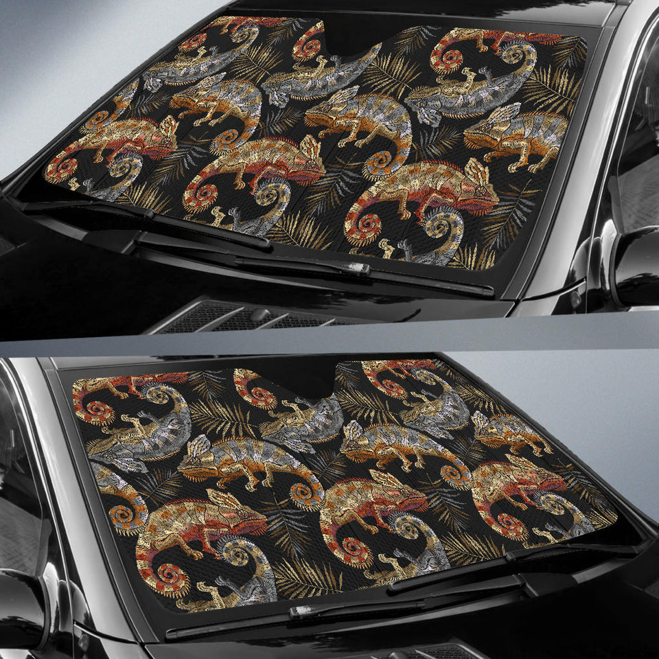 Chameleon Lizard Tropical Leaves Palm Tree Car Sun Shade