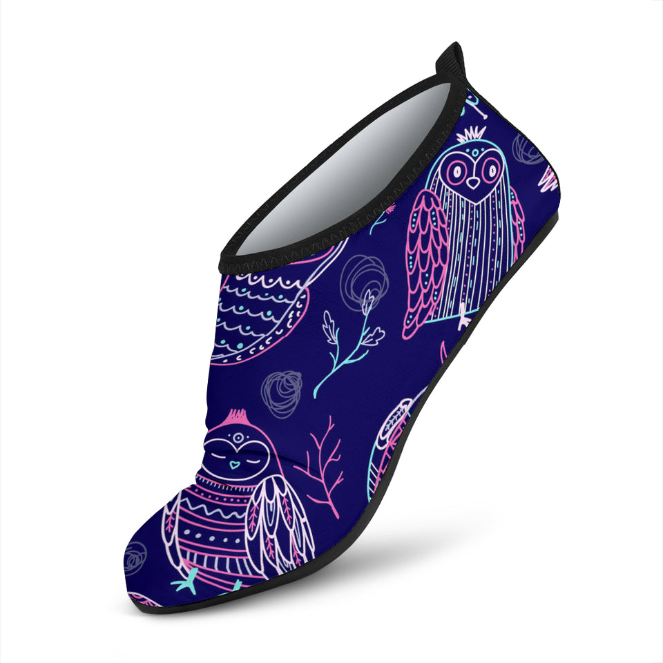 Cute Owls Pattern Boho Style Ornament Aqua Shoes