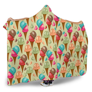 Colorful Ice Cream Pattern Hooded Blanket